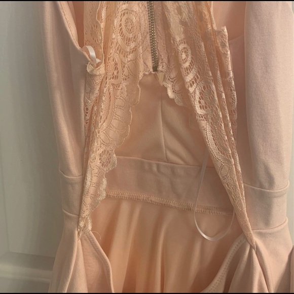 Blush V-Neck Racerback Cocktail Dress - Picture 3 of 4